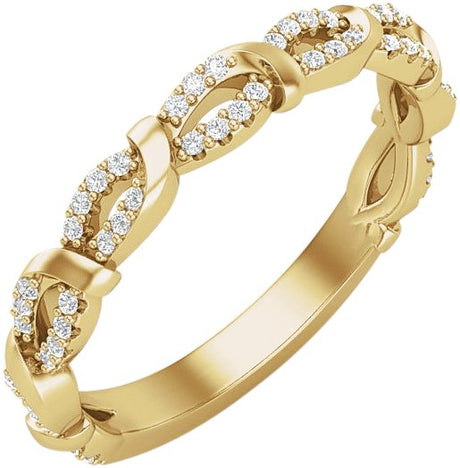 14K Gold Round Natural Diamond Anniversary Band – 1/5 CTW - Yellow Gold