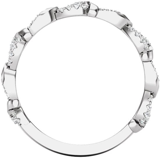 14K Gold Round Natural Diamond Anniversary Band – 1/5 CTW - White Gold - view 2