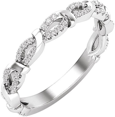 14K Gold Round Natural Diamond Anniversary Band – 1/5 CTW - White Gold