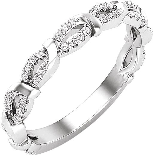 14K Gold Round Natural Diamond Anniversary Band – 1/5 CTW - White Gold