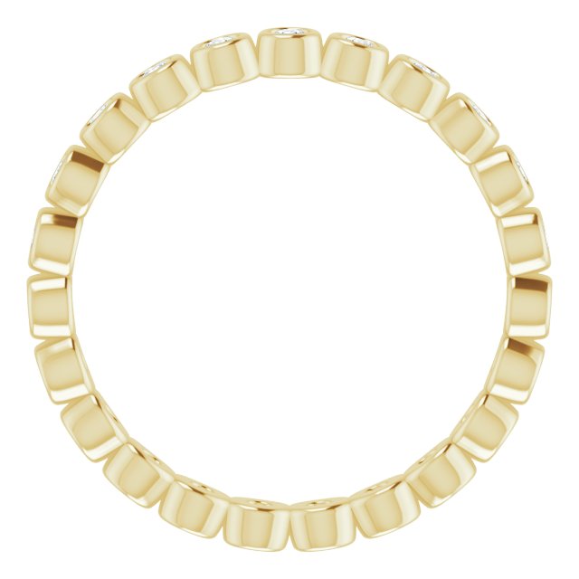 14K Gold Round Natural Diamond Eternity Band – 1.5 mm Stones - Yellow Gold - view 2