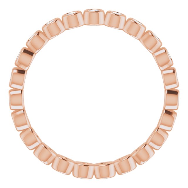 14K Gold Round Natural Diamond Eternity Band – 1.5 mm Stones - Rose Gold - view 2