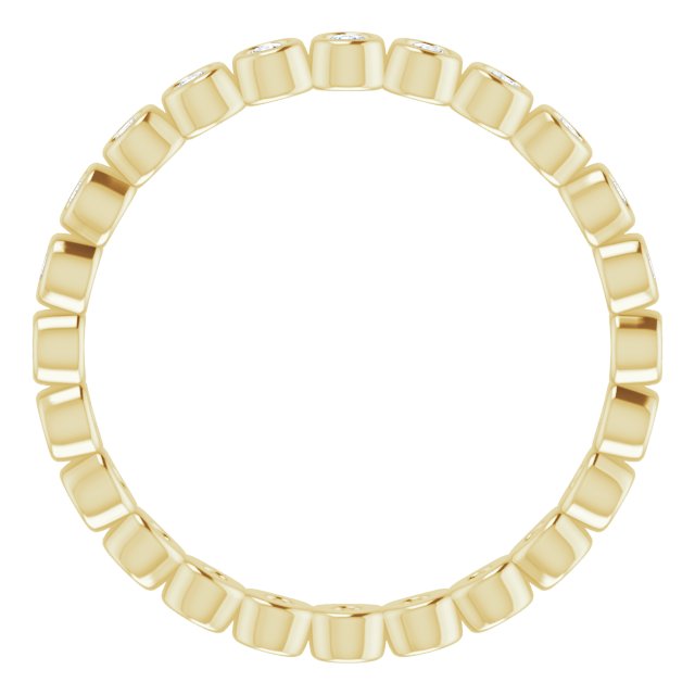 14K Gold Round Natural Diamond Eternity Band – 1.5 mm Stones - Yellow Gold - view 2