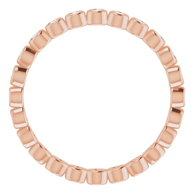 14K Gold Round Natural Diamond Eternity Band – 1.5 mm Stones - Rose Gold - view 2