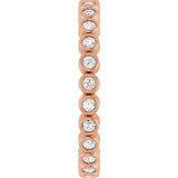 14K Gold Round Natural Diamond Eternity Band – 1.5 mm Stones - Rose Gold - view 4