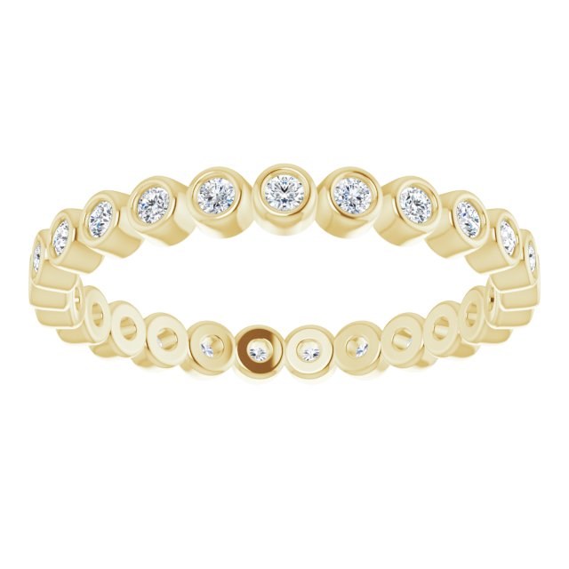14K Gold Round Natural Diamond Eternity Band – 1.5 mm Stones - Yellow Gold - view 3
