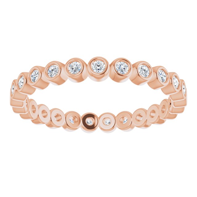14K Gold Round Natural Diamond Eternity Band – 1.5 mm Stones - Rose Gold - view 3
