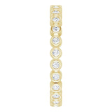 14K Gold Round Natural Diamond Eternity Band – 1.5 mm Stones - Yellow Gold - view 4