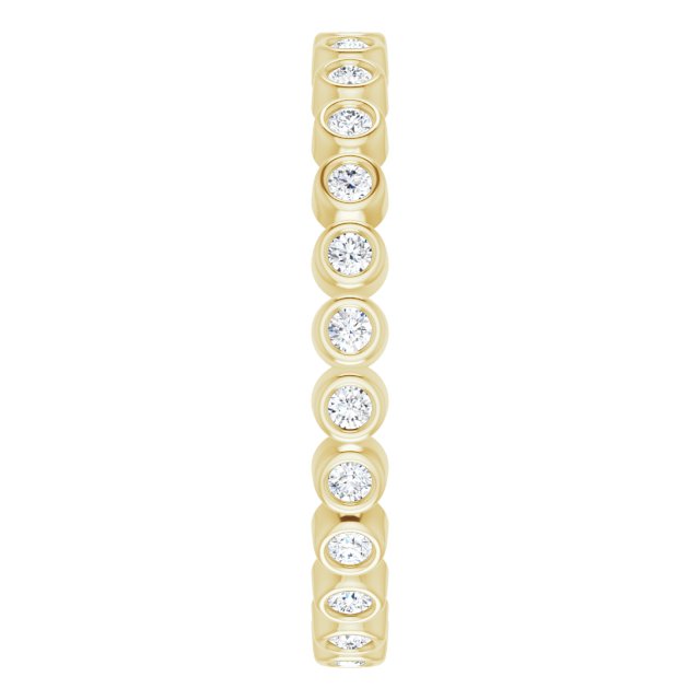 14K Gold Round Natural Diamond Eternity Band – 1.5 mm Stones - Yellow Gold - view 4