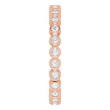 14K Gold Round Natural Diamond Eternity Band – 1.5 mm Stones - Rose Gold - view 4