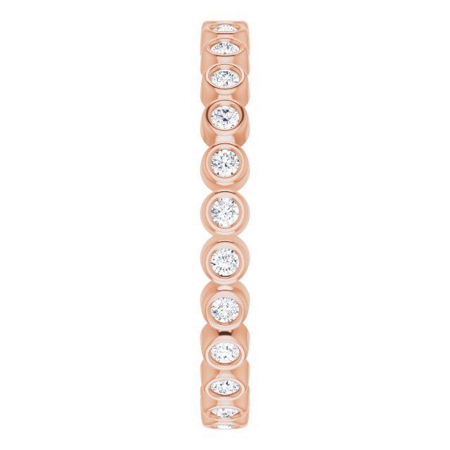 14K Gold Round Natural Diamond Eternity Band – 1.5 mm Stones - Rose Gold - view 4