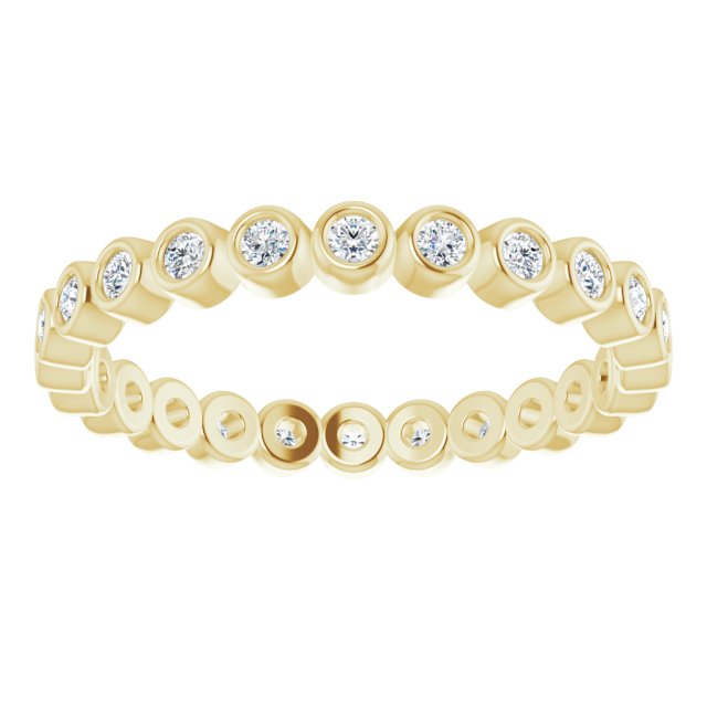 14K Gold Round Natural Diamond Eternity Band – 1.5 mm Stones - Yellow Gold - view 3