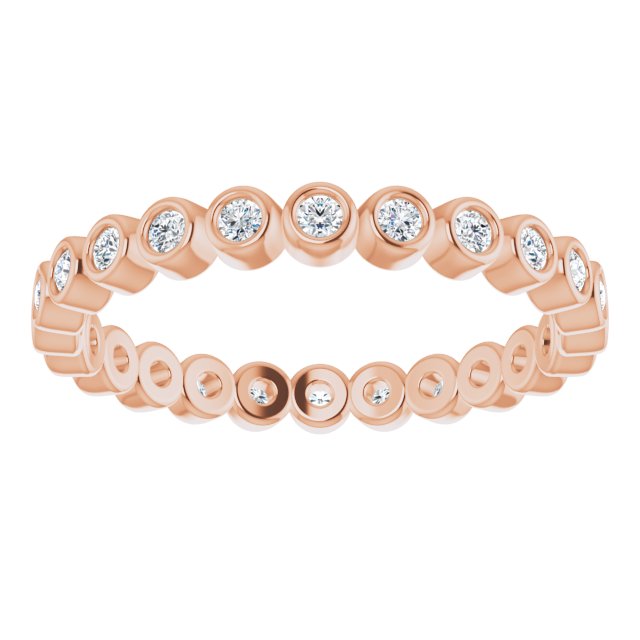 14K Gold Round Natural Diamond Eternity Band – 1.5 mm Stones - Rose Gold - view 3