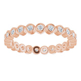 14K Gold Round Natural Diamond Eternity Band – 1.5 mm Stones - Rose Gold - view 3