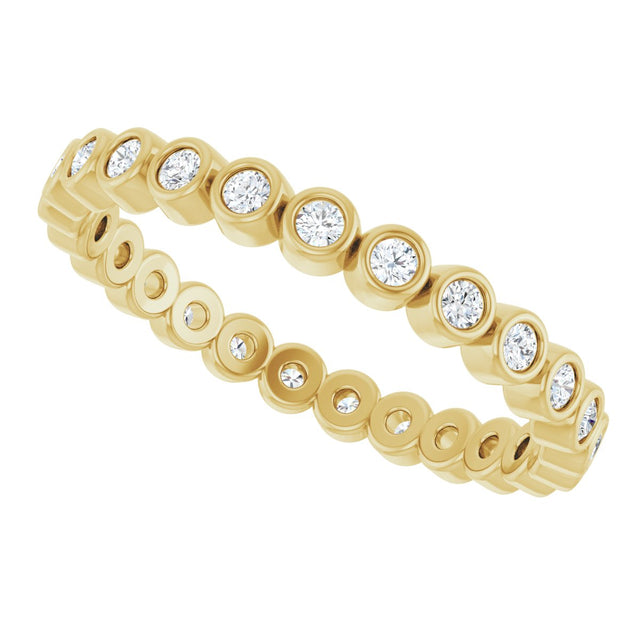14K Gold Round Natural Diamond Eternity Band – 1.5 mm Stones - Yellow Gold - view 5