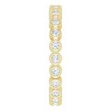 14K Gold Round Natural Diamond Eternity Band – 1.5 mm Stones - Yellow Gold - view 4