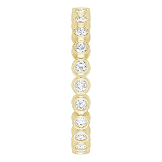 14K Gold Round Natural Diamond Eternity Band – 1.5 mm Stones - Yellow Gold - view 4
