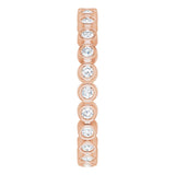 14K Gold Round Natural Diamond Eternity Band – 1.5 mm Stones - Rose Gold - view 5