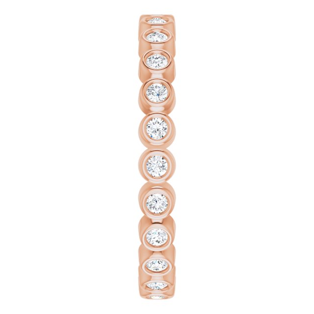 14K Gold Round Natural Diamond Eternity Band – 1.5 mm Stones - Rose Gold - view 5
