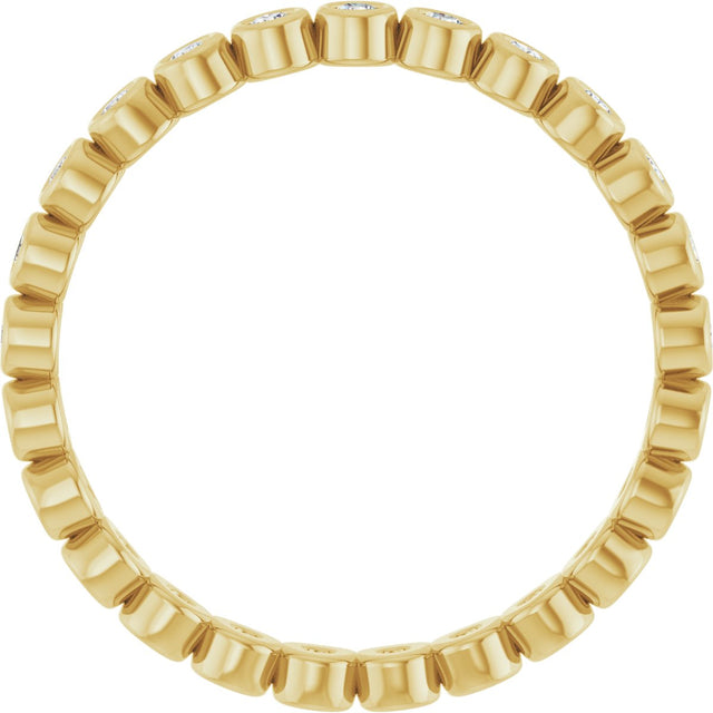 14K Gold Round Natural Diamond Eternity Band – 1.5 mm Stones - Yellow Gold - view 2