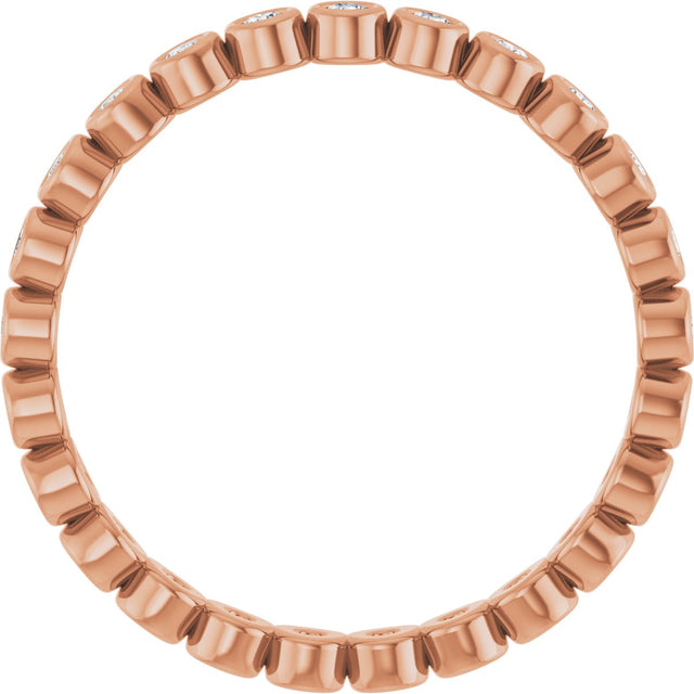 14K Gold Round Natural Diamond Eternity Band – 1.5 mm Stones - Rose Gold - view 2