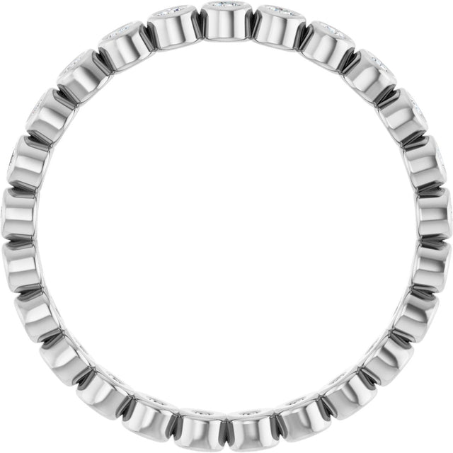 14K Gold Round Natural Diamond Eternity Band – 1.5 mm Stones - White Gold - view 2