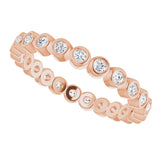 14K Gold Round Natural Diamond Eternity Band – 1.5 mm Stones - Rose Gold - view 6