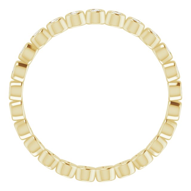 14K Gold Round Natural Diamond Eternity Band – 1.5 mm Stones - Yellow Gold - view 2