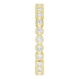 14K Gold Round Natural Diamond Eternity Band – 1.5 mm Stones - Yellow Gold - view 4