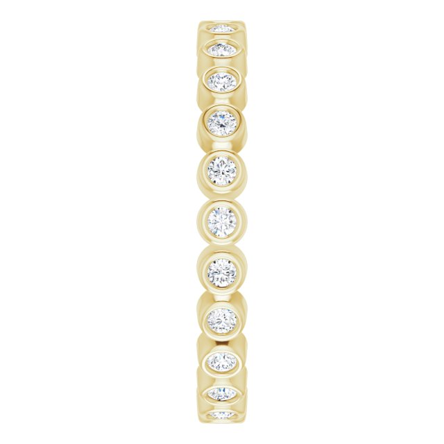 14K Gold Round Natural Diamond Eternity Band – 1.5 mm Stones - Yellow Gold - view 4