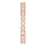 14K Gold Round Natural Diamond Eternity Band – 1.5 mm Stones - Rose Gold - view 4