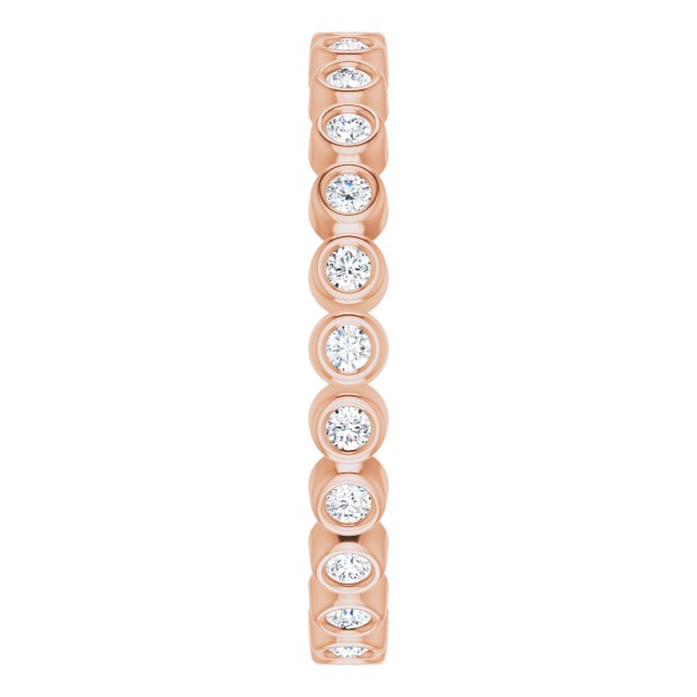 14K Gold Round Natural Diamond Eternity Band – 1.5 mm Stones - Rose Gold - view 4