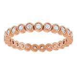 14K Gold Round Natural Diamond Eternity Band – 1.5 mm Stones - Rose Gold - view 3