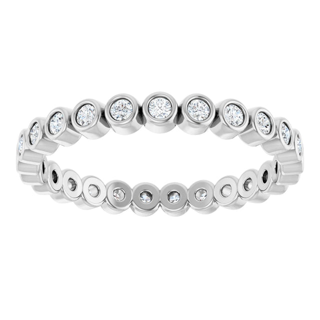 14K Gold Round Natural Diamond Eternity Band – 1.5 mm Stones - White Gold - view 3
