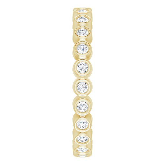 14K Gold Round Natural Diamond Eternity Band – 1.5 mm Stones - Yellow Gold - view 4