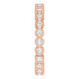 14K Gold Round Natural Diamond Eternity Band – 1.5 mm Stones - Rose Gold - view 4
