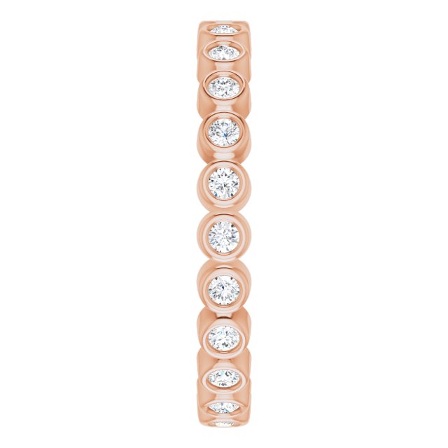 14K Gold Round Natural Diamond Eternity Band – 1.5 mm Stones - Rose Gold - view 4