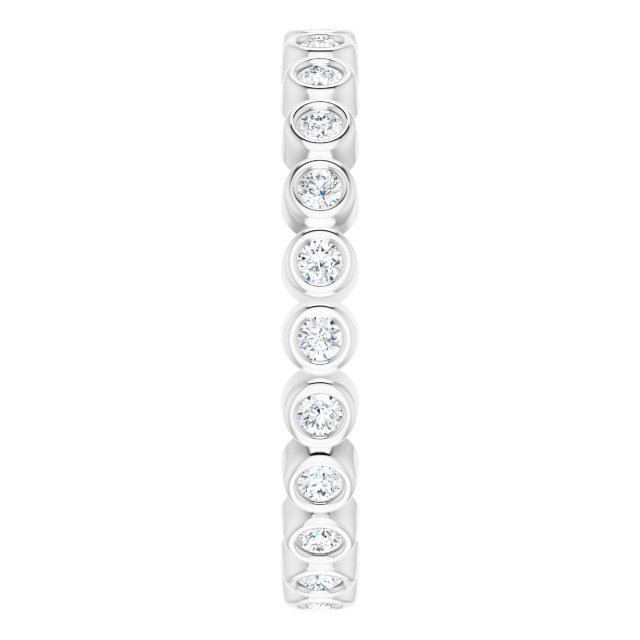 14K Gold Round Natural Diamond Eternity Band – 1.5 mm Stones - White Gold - view 4