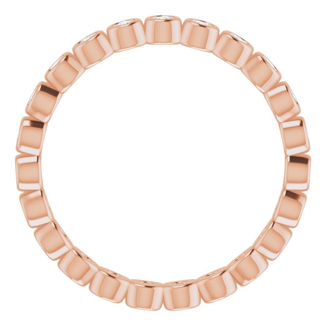 14K Gold Round Natural Diamond Eternity Band – 1.5 mm Stones - Rose Gold - view 2