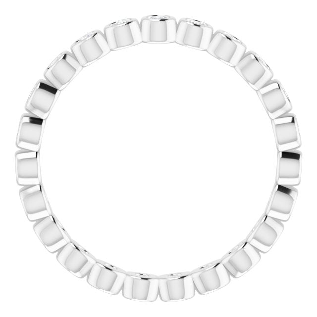 14K Gold Round Natural Diamond Eternity Band – 1.5 mm Stones - White Gold - view 2