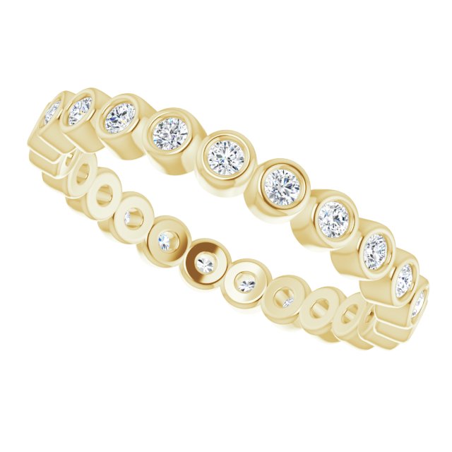 14K Gold Round Natural Diamond Eternity Band – 1.5 mm Stones - Yellow Gold - view 5