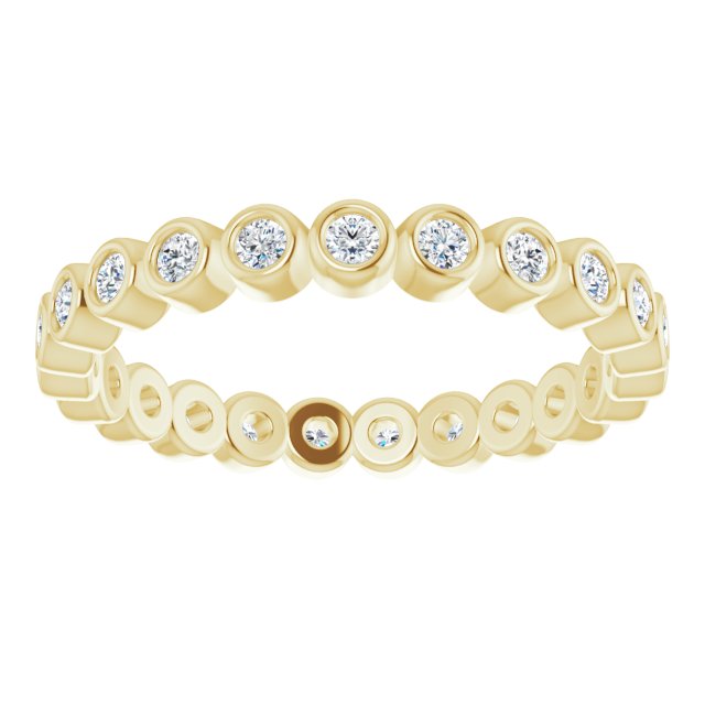 14K Gold Round Natural Diamond Eternity Band – 1.5 mm Stones - Yellow Gold - view 3
