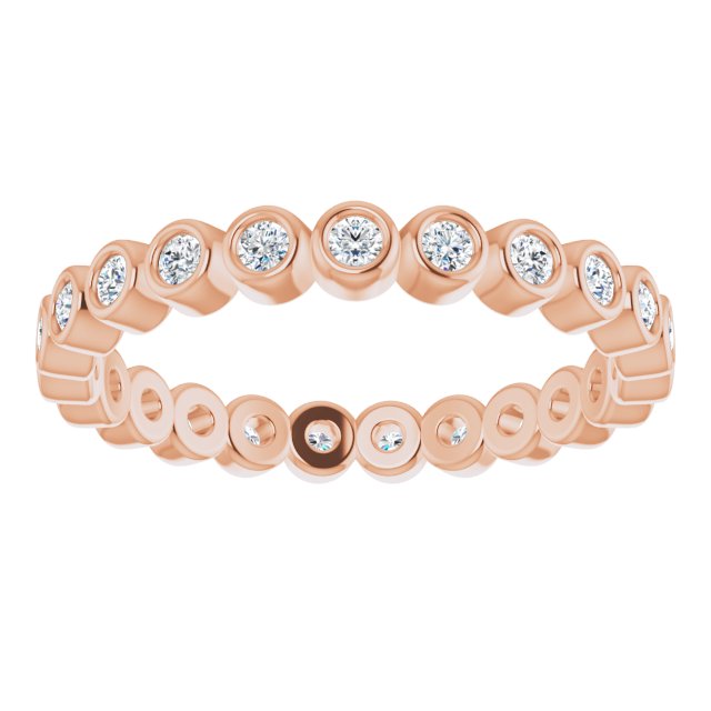 14K Gold Round Natural Diamond Eternity Band – 1.5 mm Stones - Rose Gold - view 3