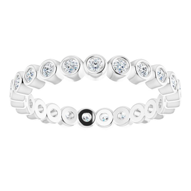 14K Gold Round Natural Diamond Eternity Band – 1.5 mm Stones - White Gold - view 3