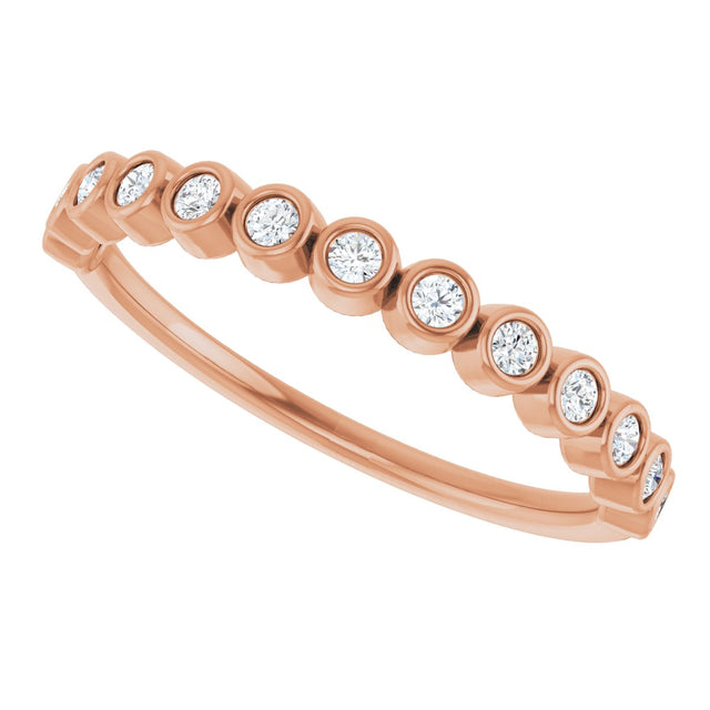 14K Gold Round Lab-Grown Diamond Bezel-Set Anniversary Band – .08–1/5 CTW - Rose Gold - view 4