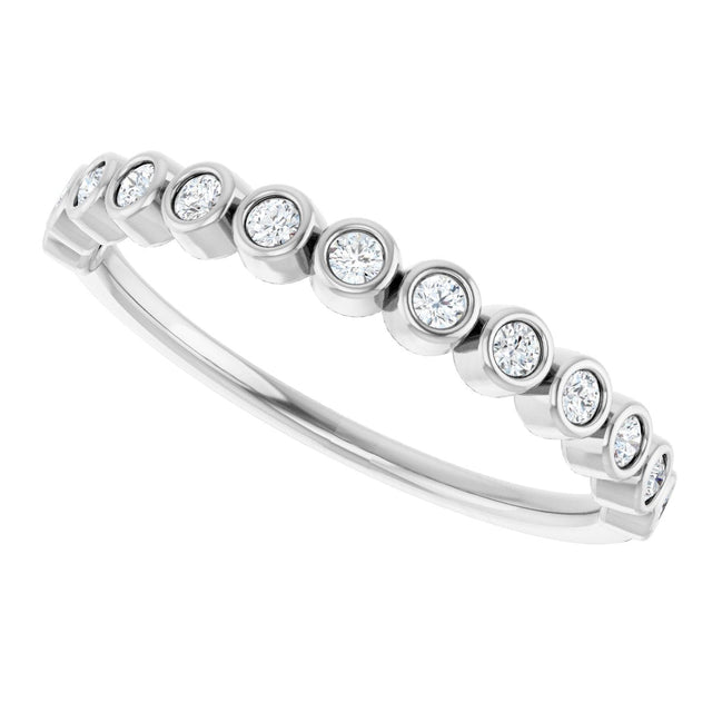 14K Gold Round Lab-Grown Diamond Bezel-Set Anniversary Band – .08–1/5 CTW - White Gold - view 4
