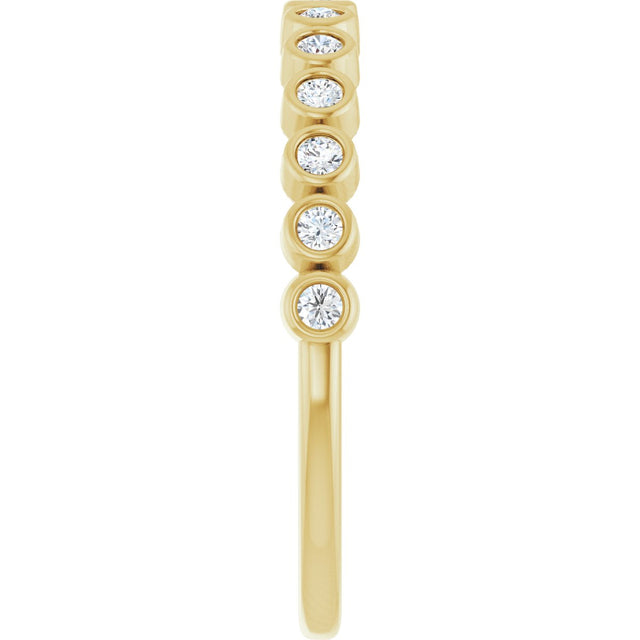 14K Gold Round Lab-Grown Diamond Bezel-Set Anniversary Band – .08–1/5 CTW - Yellow Gold - view 3