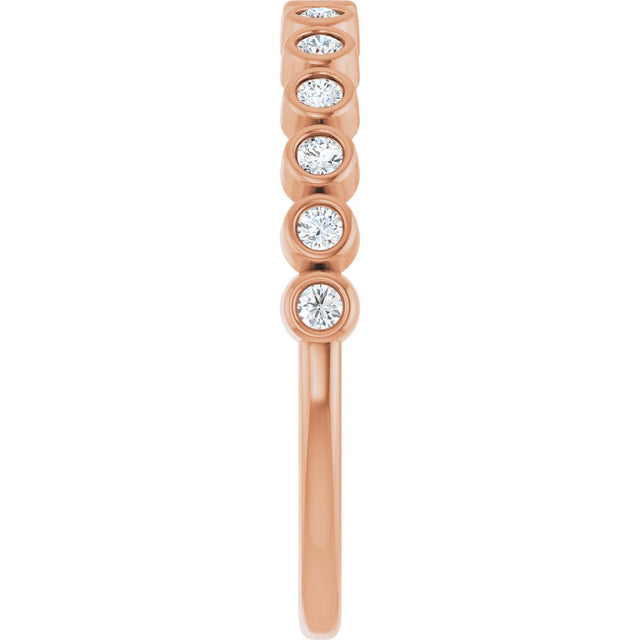 14K Gold Round Lab-Grown Diamond Bezel-Set Anniversary Band – .08–1/5 CTW - Rose Gold - view 3