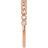 14K Gold Round Natural Diamond Bezel-Set Anniversary Band – .07–1/5 CTW - Rose Gold - view 3