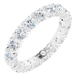 14K Gold Round Natural Diamond Shared Split-Prong Eternity Band – 3 mm Stones - Rose Gold